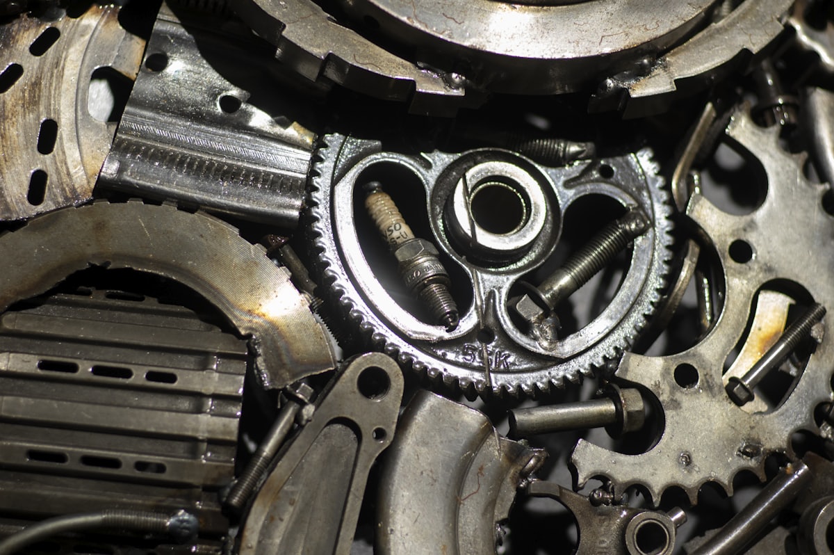 Transmission gears and parts during a rebuild